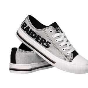 Las Vegas Raiders NFL Womens Glitter Low Top Canvas Shoes Women's Size 7